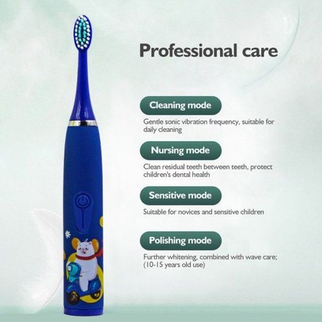 Brosse à dents électrique pour enfants, rechargeable par USB, poils souples, 6 têtes - bleu foncé Femeo (1/4)