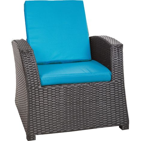 Coussins de chaise en résine tressée 56x52x7cm Lot de 6 coussins de chaise, Extérieur Coussin avec dossierCoussin de fauteuil de jardin Bleu (1/5)