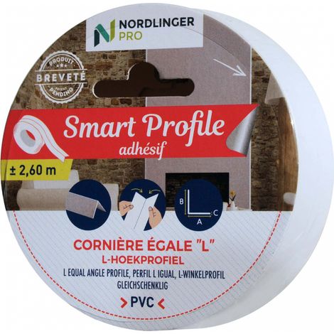 Nordlinger – Profilé de finition PVC adhésif blanc 260cm – Dimensions 20x20mm – Fixation adhésive performante – Résistant aux chocs (1/7)