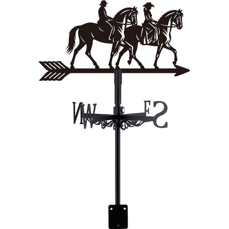 1 Ensemble de Girouette en Fer Forgé Noir avec Motif Cavalier Girouette de Jardin Exterieur Indicateur de Vent Installation Facile Cadeau Prêt Adapté aux Patios Maisons et Abris de Jardin (1/5)