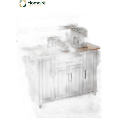 Desserte de cuisine blanche avec rangement et couchage coulissant en mdf 136 x 70 x 92 cm HOMAIRE (1/5)