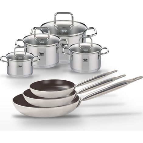 Lot de 3 Poêles 24/28/32 cm céramique Elo Bistro Line et 4 Faitouts inox Elo Citrin (1/5)