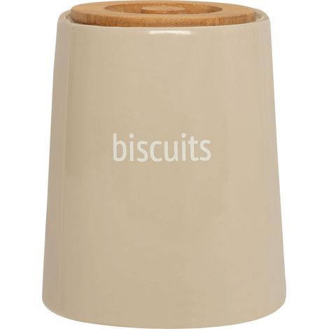 Interiors By Premier Chic Design Beige Ceramic Biscuit Canister, Functional Design Canister, Durable Canister For Ingredients (1/5)
