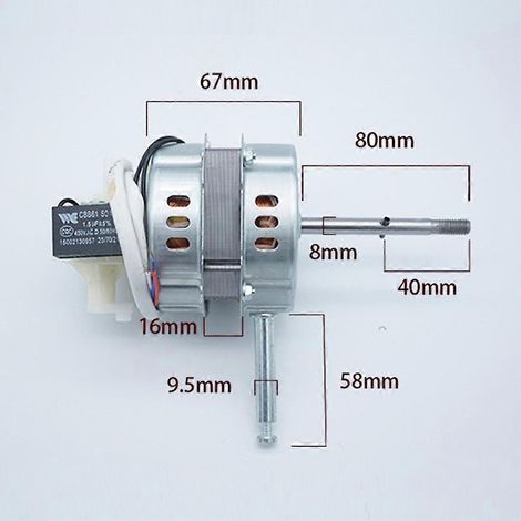 Moteur 14/16 pour le remplacement d'un ensemble moteur de ventilateur électrique 220 V (filetage avant), compatible avec les moteurs de ventilateurs verticaux A (1/4)