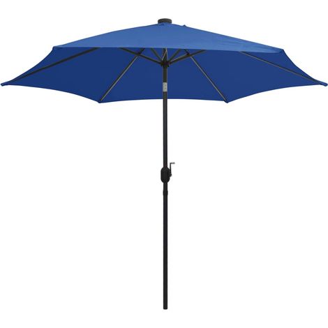 Parasol avec LED, Parasol pour Balcon Jardin Plage Terrasse, et mât en aluminium 300 cm Bleu azuré OIB5131E (1/5)