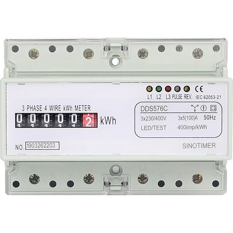 Compteur d'Énergie Triphasé Multifonction Avancé DDS576C sur Rail DIN Écran LCD 7 Digits, 5(100)A, 380V/400V avec Entrée TC Pour Usage Industriel, Commercial et Résidentiel-Trywise (1/5)