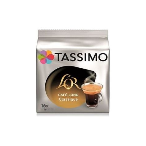 Dosette café L'OR long classique pour cafetière Tassimo – 100% arabica – Saveur douce et équilibrée – Lot de 16 dosettes