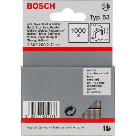 Attache métallique fine type 53, 11,4 x 0,74 x 14 mm, lot de 1000, inoxydable