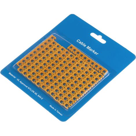 Repère câble Clipsable, texte : A M, Noir sur Jaune ( Prix pour Sachet de 130 )