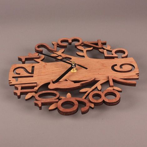 Horloge Murale silencieuse en Forme d'arbre Horloge murale oiseau tridimensionnelle à double couche (1/3)