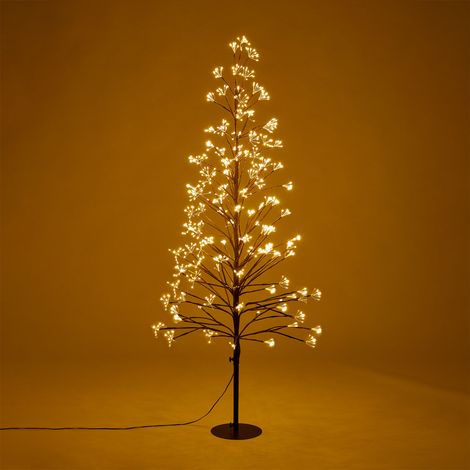 Sklum – Sapin de Noël LED en fer 150 cm – Résistant avec base en fer – 8 fonctions lumineuses réglables – Protection IP 44 pour intérieur/extérieur