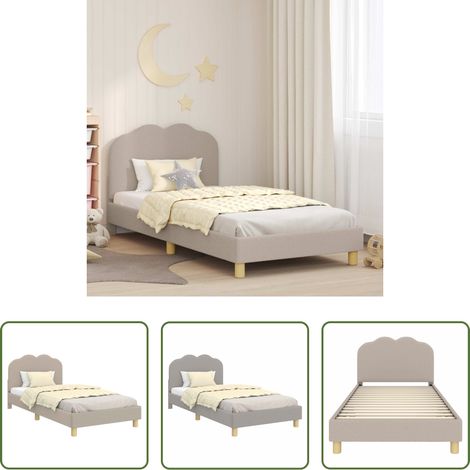 vidaXL Schafstoff - Kinderbettgestell mit Kopfteil Hellgrau 90 x 190 cm Schafstoff (1/5)