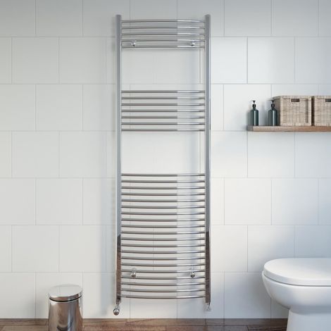 Chrome Curved Heated Towel Rail Bathroom Radiator Ladder Designer 1800 x 600mm