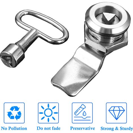 2 pezzi di serratura per cassetta postale con chiave triangolare per contatore elettrico/gas con chiave triangolare, serratura a camma filettata, per cassetta postale, armadietto, cassetto, mobili (1/4)