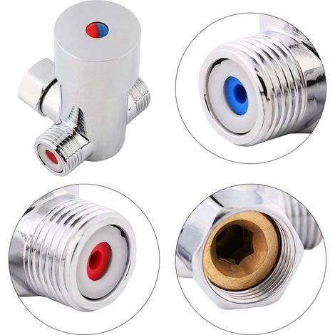 Vanne Thermostatique Mélangeur d'Eau Froide et Chaude G1/2 pour Robinet Automatique de Salle de Bains (1/5)