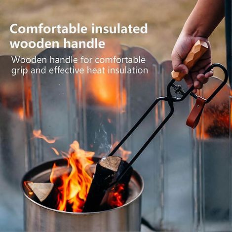 Pince professionnelle pour la lutte contre les incendies, avec crochet intérieur antidérapant et grande force de friction. Outil manuel idéal pour la cuisson au charbon de bois et le camping. (1/5)