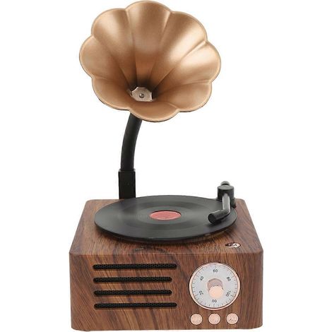 Tragbarer, kabelloser Bluetooth-Lautsprecher in Form eines Retro-Grammophons (1/5)