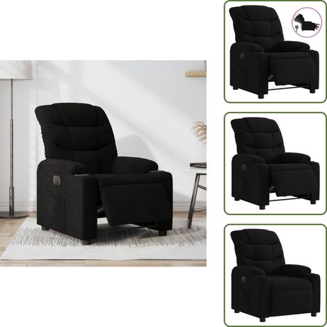 Respaldo eléctrico - vidaXL Sillón reclinable eléctrico de tela negro - Sillón de tela