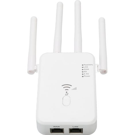 Amplificateur WiFi 5G Dual Band 1200Mbps, Répéteur Signal Internet Haute Performance pour Maison et Bureau, Compatible Prises UE (1/5)