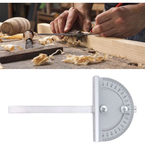 [Aluminium-Winkelmesser] + [Schweizer Winkel] + [180°] + [Schweizer Winkel] 180° drehbarer Aluminium-Winkel für die Holzbearbeitung, mit hochpräziser Skala und Sicherheitskante, Abmessungen: 18x9x2,2  (1/5)