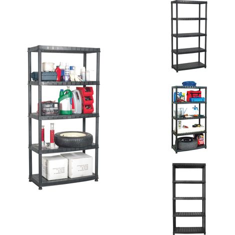 Lagerregal 5-Tier Schwarz 85x40x185 cm Kunststoff - Regal - Industrieregal - Lageregel - Kunststoffregal - Schwarzes Regal (1/5)
