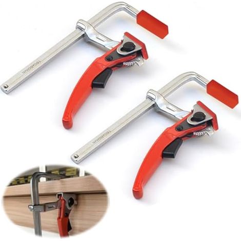 Lot de 2 serre-joints de table en acier - Avec profondeur de gorge de 60 mm - Pour meulage, coupe (160 mm) (1/5)