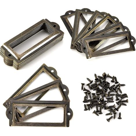 36 Pièces Cadre Porte-étiquettes, Porte-étiquettes en Métal, Cadre Étiquette de Nom, Porte-étiquette avec Vis, pour Porte-nom, Armoire à Tiroirs ou Classeur (1/5)