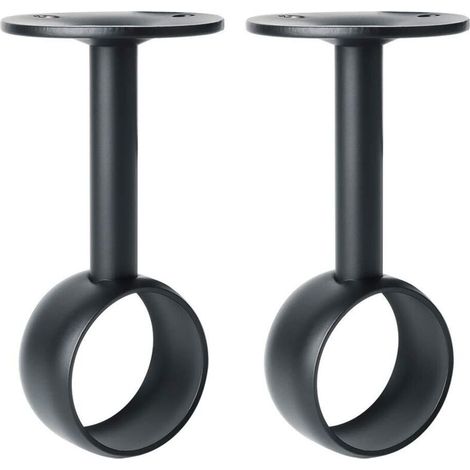 Support de Tringle à Rideaux Support Tringle Penderie avec Vis Support de Plafond pour Rideau et Armoire, Noir Mat en Acier Inoxydable, Diamètre 32 mm, 2 Pcs