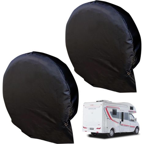 Funda para rueda de repuesto de 2 piezas para proteger las ruedas de caravanas, autocaravanas, remolques, camiones y muchos vehículos.