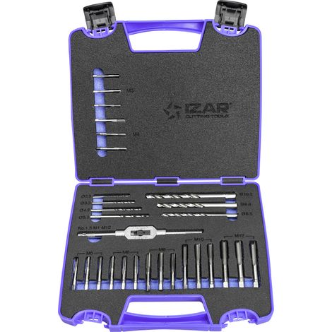 Juego 7 machos IZAR m3 a m12 estuche metalico 3405