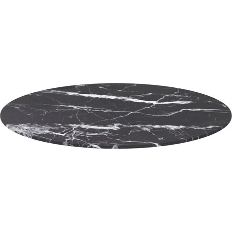 Maison Exclusive - Dessus de table noir Ø70x0,8cm verre trempé avec design marbre