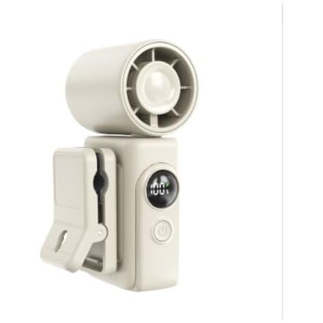 Mini ventilatore portatile con testina rotante e clip, display LED, 4 velocità 13500 giri/min, ricaricabile tramite USB 2400 mAh per viaggi, ufficio e attività all'aperto (Beige) (1/2)