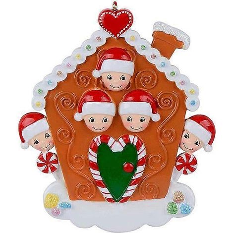 Décorations de Noël en résine, bonhomme de neige et famille, à suspendre au sapin, pour la maison, pour 5 personnes. Ornements de Noël et cadeaux du Nouvel An. (1/5)