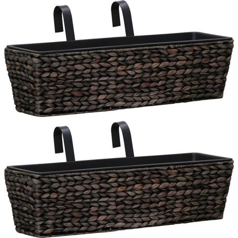 Lot de 2 jardinières jacinthe d'eau 60 cm marron (1/5)