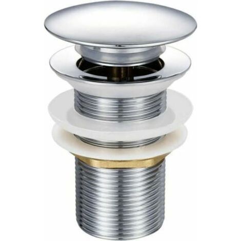 Bonde de Lavabo Pop-up sans Trop-Plein en Laiton Chromé G 1-1/4, Équipée d'un Système d'Ouverture et de Fermeture Facile à Bouton-Poussoir. (1/5)