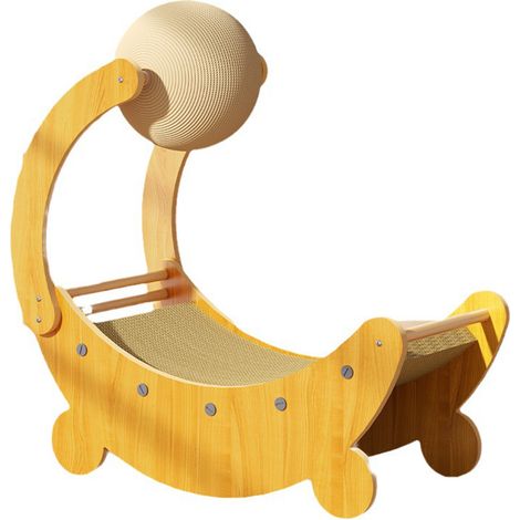 Griffoir pour chat en bois et sisal, chaise griffoir multifonctionnelle pour chat d'intérieur (1/4)