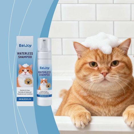 Shampoing pour chat sans rinçage, nettoyant en douceur pour les animaux et laissant leur pelage lisse et sans odeur. Solution nettoyante pratique sans eau – 200 ml (1/5)