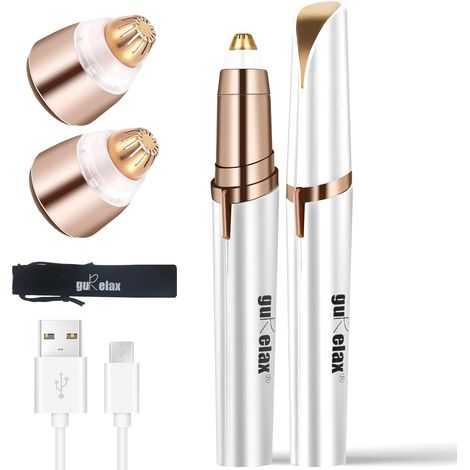 Tondeuse à Sourcils, Rechargeable Epilateur sourcil Électrique Indolore pour femmes avec lumière LED et Brosse Instrument Rasoir, Épilateur à Sourcils avec 2 têtes de rechange (1/5)
