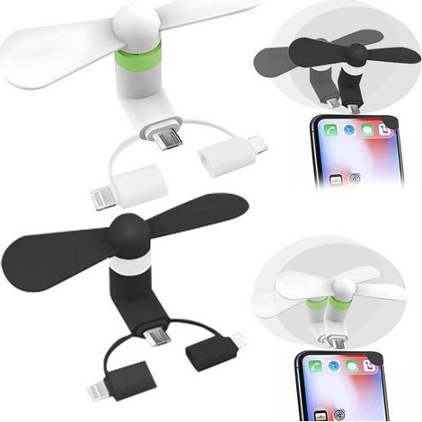 Ventilador USB 3 en 1 (2 unidades) apto para teléfonos móviles (1/5)