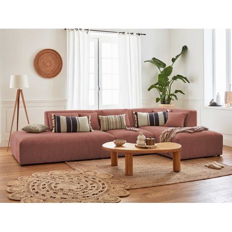 Victoire – modulares ecksofa rechts – 5-sitzer – aus cord - rosa