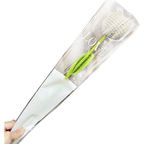 Handgehäkelte Tulpenblume, dekoratives Blumenornament für den Tisch, handgefertigte Blumenaccessoires für die Wohndekoration.