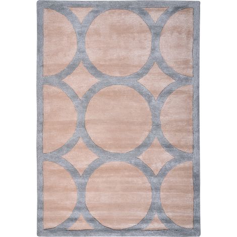 Alfombra moderna de viscosa y lana hecha a mano forma rectangular 160 x 230 cm beige y gris Malan (1/5)