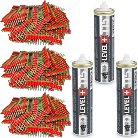 CONTOO Gaskartusche L+115 x 3 St. + Betonnägel 32mm 3000 St HB42 (1/4)
