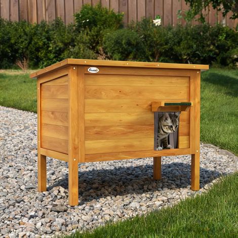 Maison pour chat bois naturel en bois de sapin 85 x 50 x 68,5 cm (1/5)