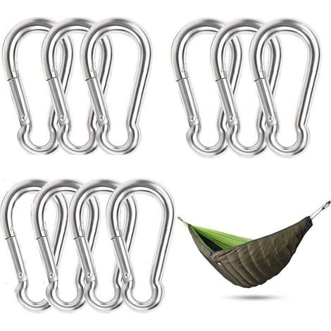 Enowelir 10 Mousquetons en Acier Inoxydable Étanches Résistants à la Rouille pour Hamac Pêche Camping Jardinage Décoration (1/5)