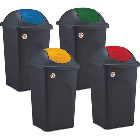Stefanplast Pattumiera Basculante 60L Nero Verde 39x39x68 cm (1/9)