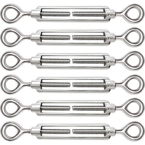 6 Pièces Tendeur Cable M5 Tendeur Cable Inox 304 Réglable Oeil de Ridoir et Oeil pour Tendeur de Fil Cable Acier Corde Crochet Tendeur Accessoires (1/4)