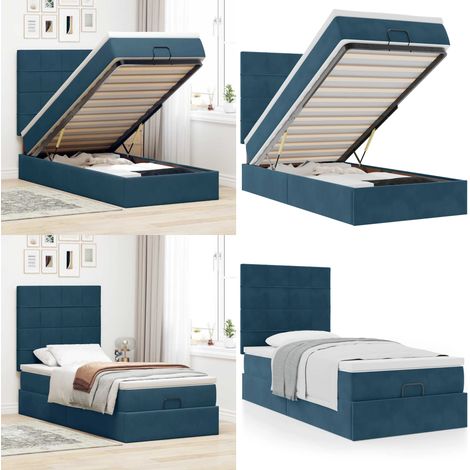 vidaXL Ottoman-Bett mit Matratzen Dunkelblau 90x200 cm Samt (1/5)