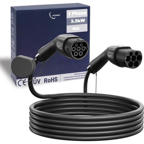 Type 2 to Type 2 Electric Car Charging Cable, IEC 62196-2, for AC Charging Station and Electric Vehicles, Non Extender (16A, 4m) (1/5)