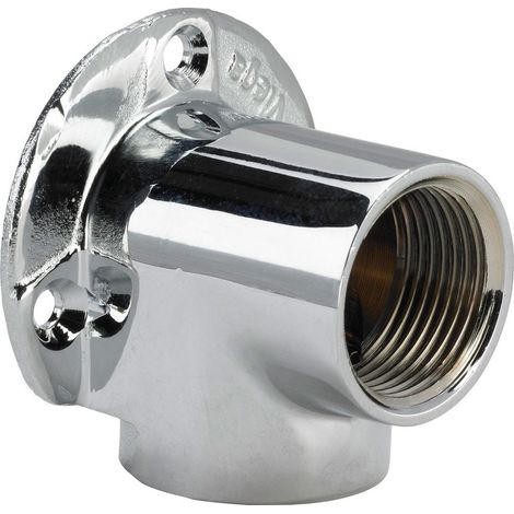 Gomito a 90° FF 3/4" con flangia ottone cromato, filettatura Rp 127800